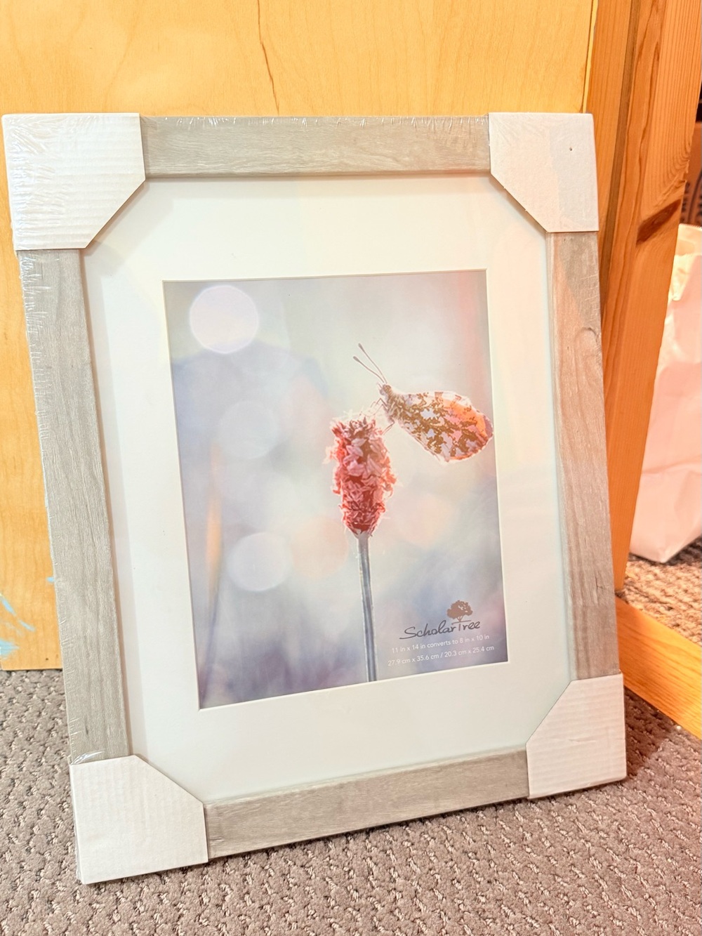 Neutral Wood Picture Frame with White Mat - Home Accents